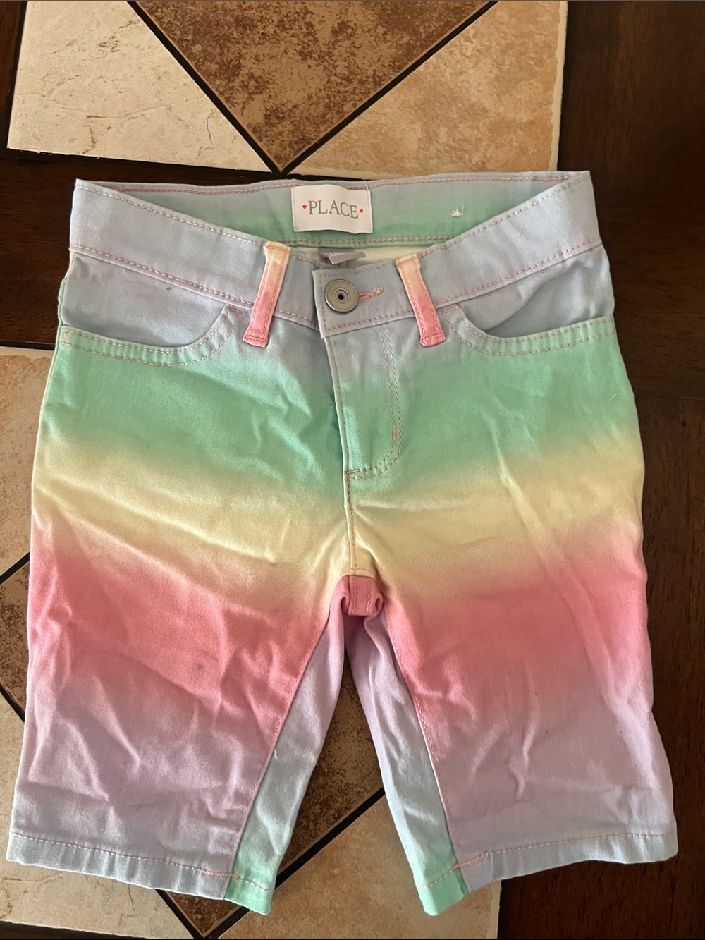 The Children's Place Pastel Ombre Rainbow Shorts - Mint, Yellow, Pink, Lavender